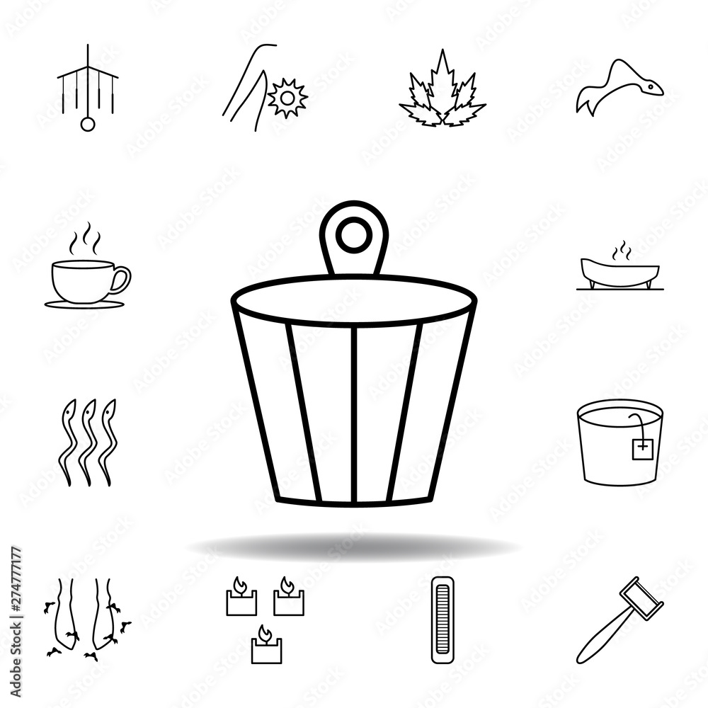 Obraz premium spa wooden bowl with water outline icon. Detailed set of spa and relax illustrations icon. Can be used for web, logo, mobile app, UI, UX