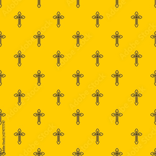 Crucifix pattern seamless vector repeat geometric yellow for any design