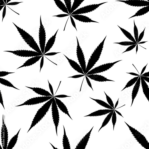 Marijuana seamless pattern. Cannabis. Hand drawing. Vector image.