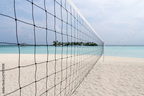 Volleyball court on the beach of a tropical island
