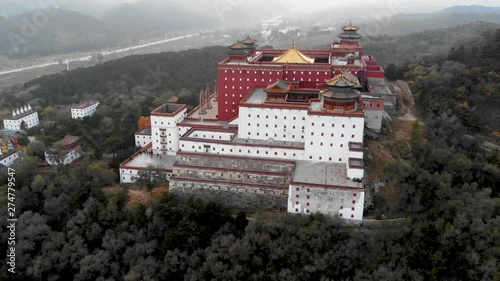 Aerial view of The Putuo Zongcheng Buddhist Temple, one of the Eight Outer Temples of Chengde, built between 1767 and 1771 and modeled after the Potala Palace of Tibet. Chengde Mountain Resort. China photo