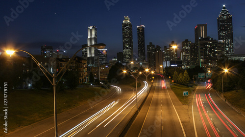 traffic in the city at night