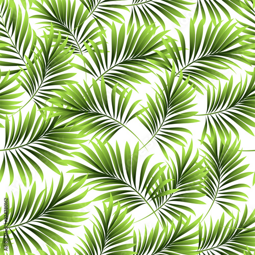 Palm trees. Tropical plants seamless pattern. Vector image.