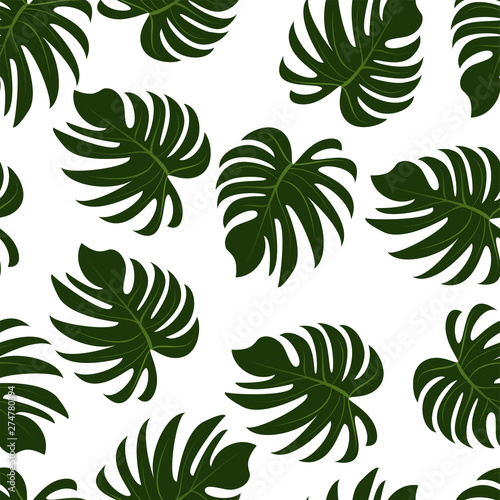 Palm trees. Tropical plants seamless pattern. Vector image. © podtin