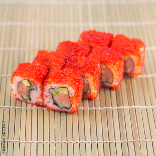 Isolated sushi   rolls.