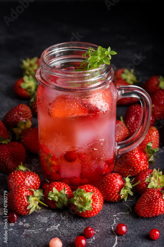 Wallpaper Mural Cold drink with strawberries and ice Torontodigital.ca