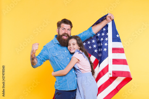 Wallpaper Mural The enjoyment of life and liberty. Patriotic family celebrating american liberty on Independence day. Father and little child enjoying freedom and liberty. Personal liberty and free will Torontodigital.ca