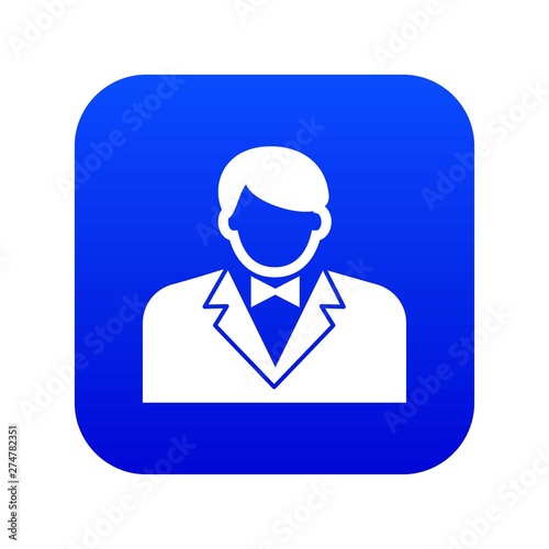 Croupier icon blue vector isolated on white background