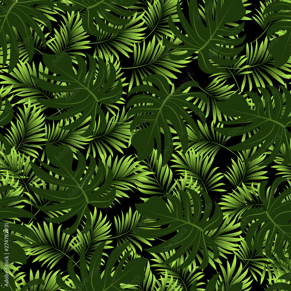 Palm trees. Tropical plants seamless pattern. Vector image. Palm trees. Tropical plants seamless pattern. Vector image.