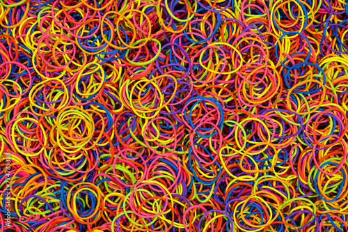 multi colorful rubber band background , top view