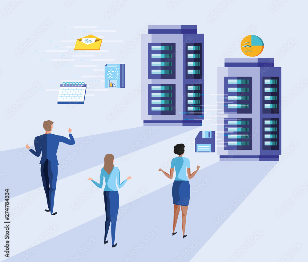 Avatars of woman man and big data design