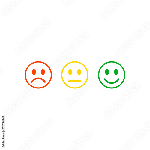 Smile rating satisfaction feedback in form of emotions excellent normal bad vector illustration