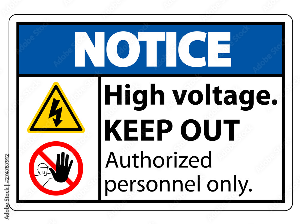 Fototapeta premium Notice High Voltage Keep Out Sign Isolate On White Background,Vector Illustration EPS.10