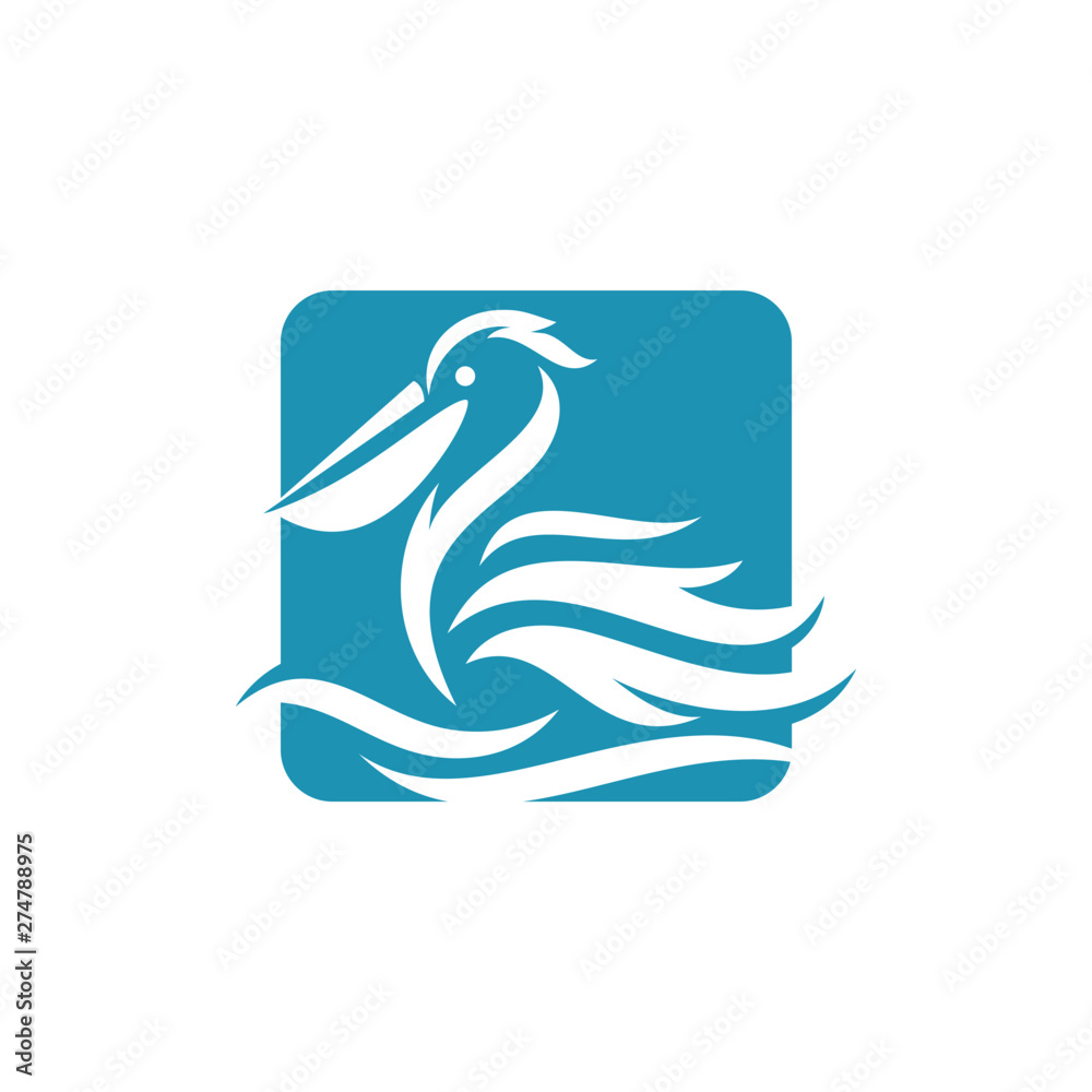 Fototapeta premium Pelican Bird Logo Abstract Design Vector Template