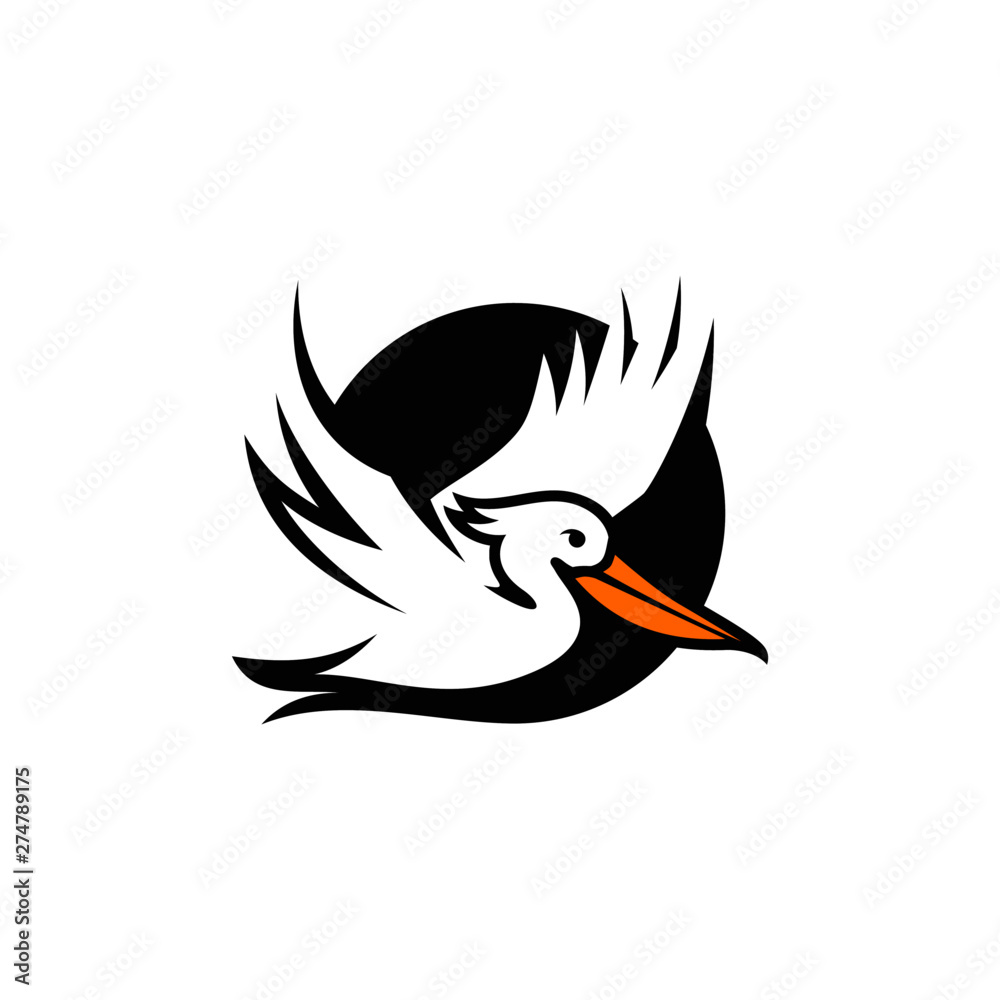 Fototapeta premium Pelican Bird Logo Abstract Design Vector Template