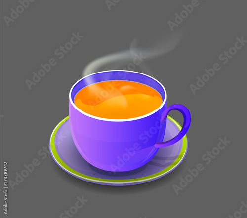 A large mug of hot autimn tea. Image for product signage, decoration menu and other. the violet 