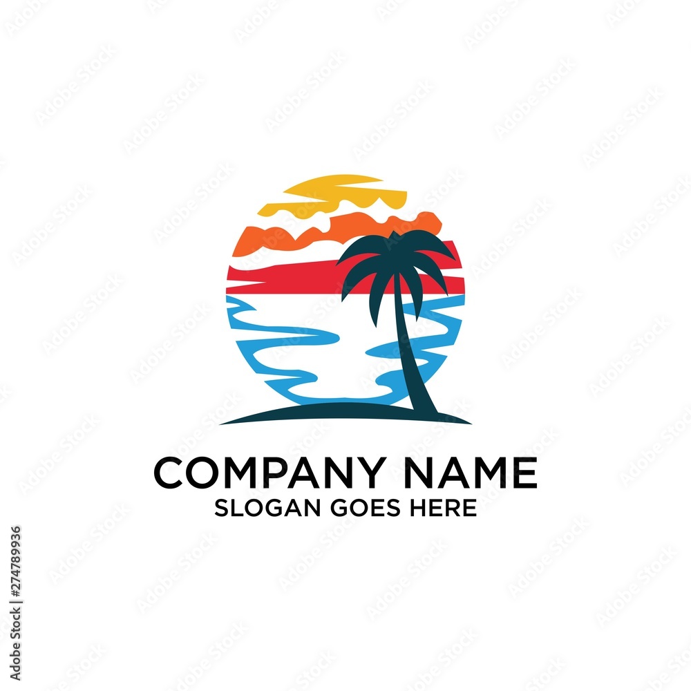 Summer logo template design. Retro Vector Logo for banner Summer logo template design. Retro Vector Logo for banner