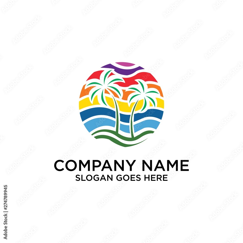 Summer logo template design. Retro Vector Logo for banner Summer logo template design. Retro Vector Logo for banner