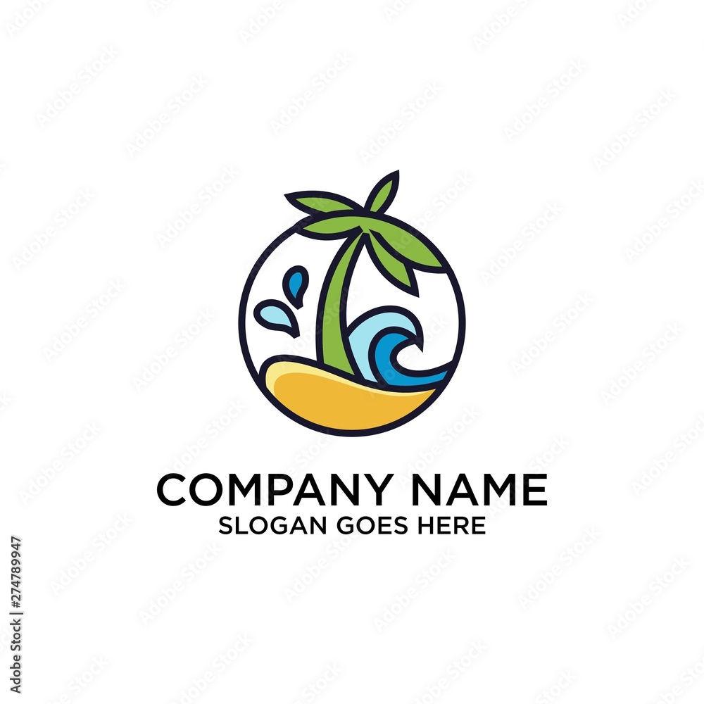 Summer logo template design. Retro Vector Logo for banner Summer logo template design. Retro Vector Logo for banner