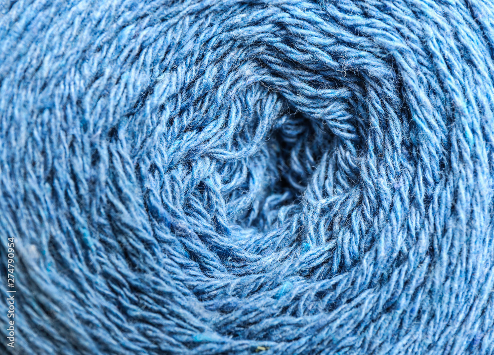 Fototapeta premium Clew of knitting threads as background, top view. Sewing stuff
