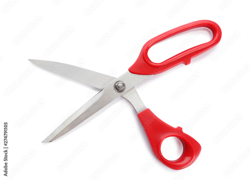 Pair of sharp sewing scissors on white background Pair of sharp sewing scissors on white background
