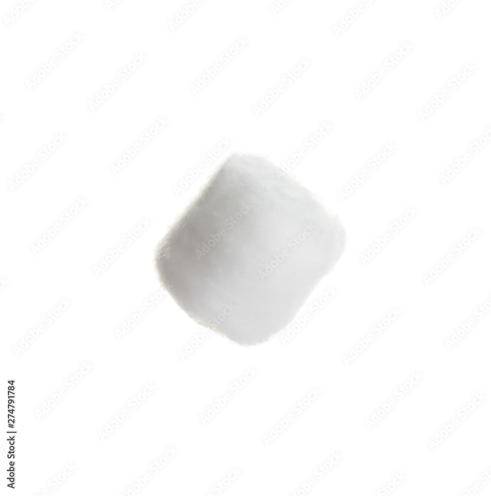 Ball of fluffy cotton on white background