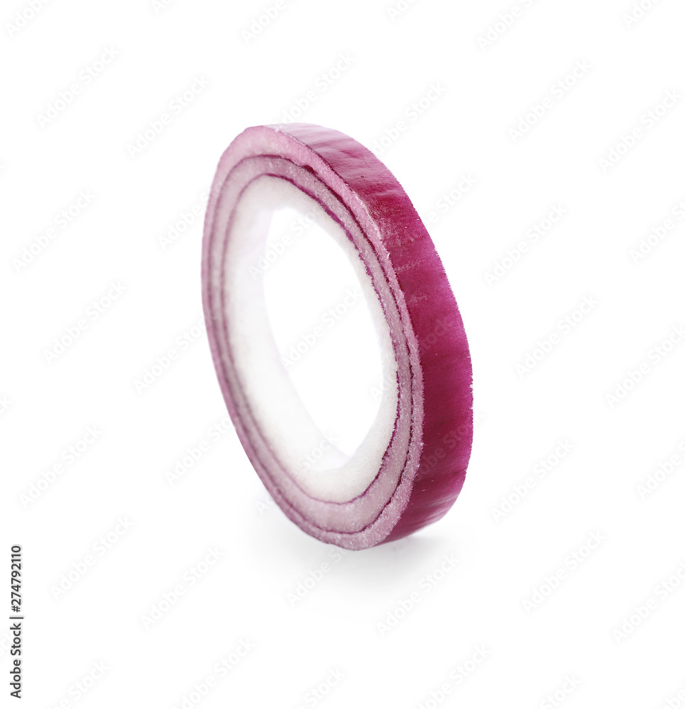 Sliced red onion ring on white background Sliced red onion ring on white background