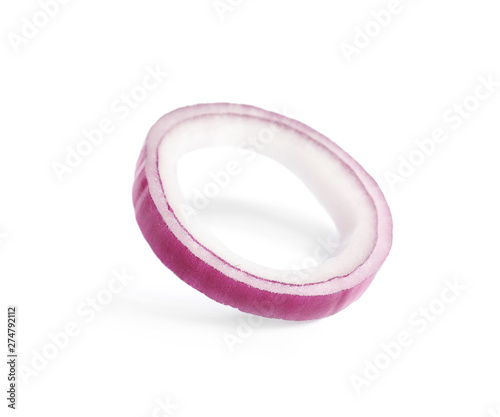 Sliced red onion ring on white background