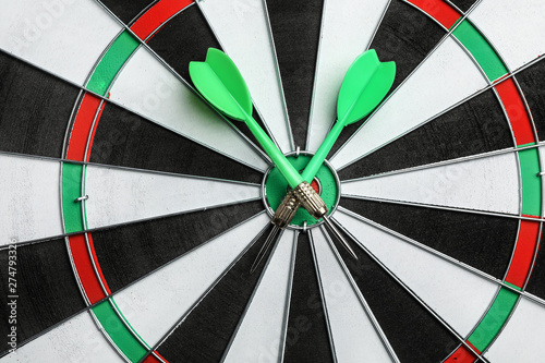 Dart board with color arrows, top view