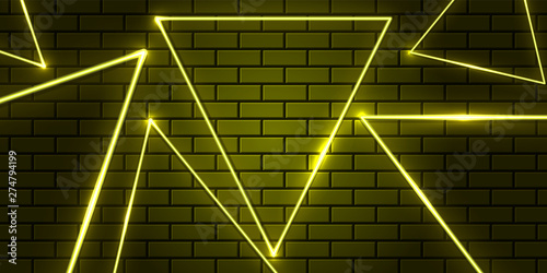 abstract triangle yellow neon background