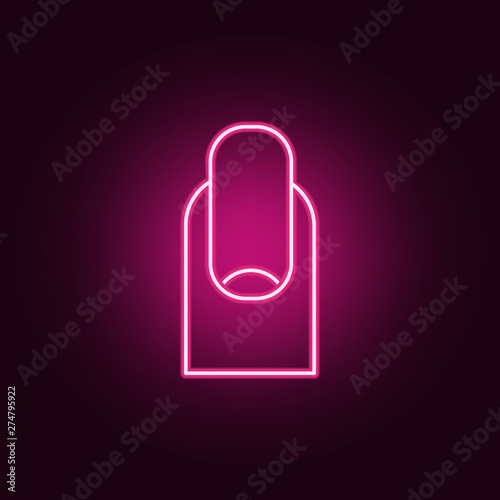 Long fingernail neon icon. Elements of Women's accessories set. Simple icon for websites, web design, mobile app, info graphics photo