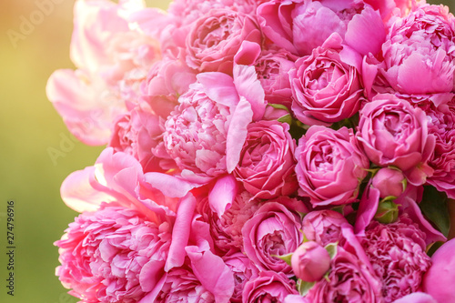 Fototapeta Naklejka Na Ścianę i Meble -  Bouquet of beautiful peony flowers, closeup