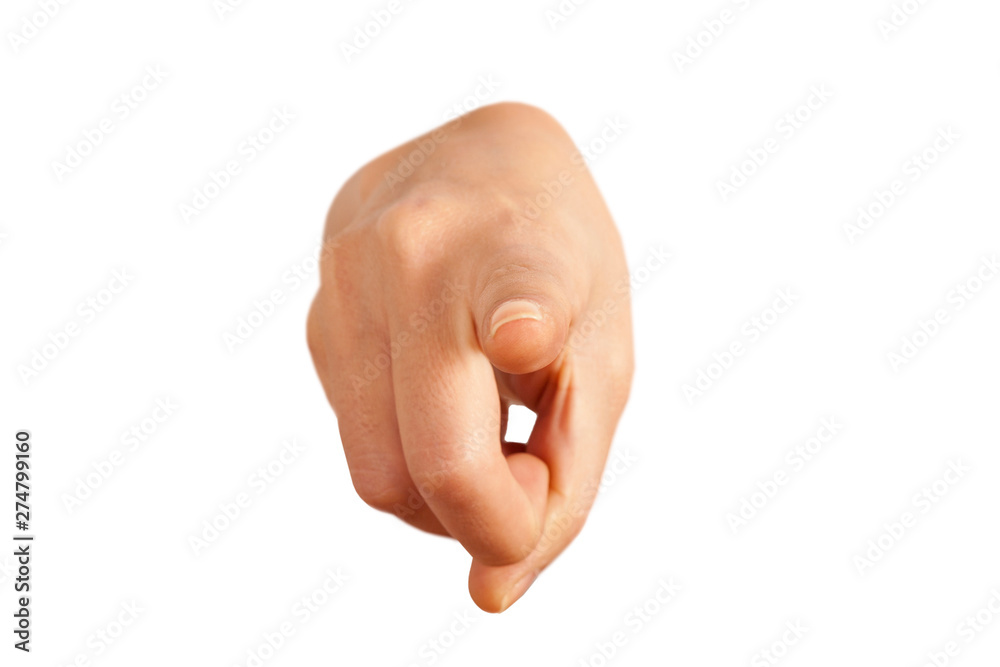 Multiple female caucasian hand gestures isolated over the white background, set of multiple images Multiple female caucasian hand gestures isolated over the white background, set of multiple images
