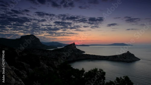 Timelapse sunrise in the mountains. Noviy Svet, Crimea, Russia. Full HD photo