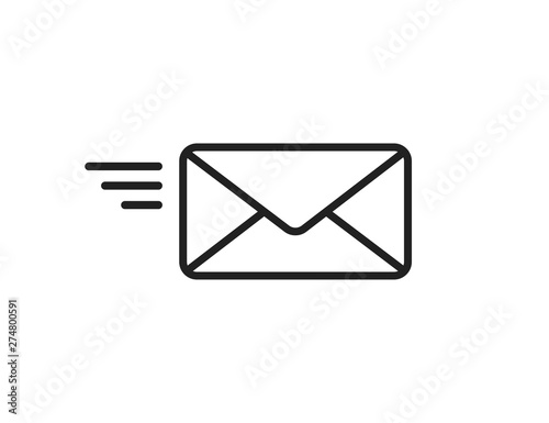 Mail flying icon. Sending mail sign. Isolated element communication.