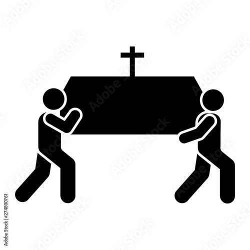 Mans funeral coffin carry icon. Element of pictogram death illustration