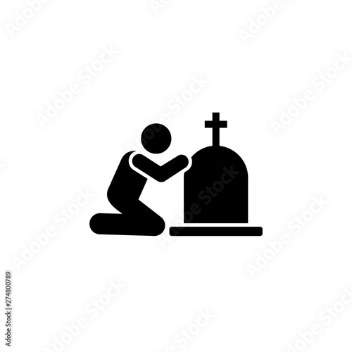 Man coffin burial funeral sorrow icon. Element of pictogram death illustration