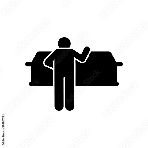Man coffin funeral burial icon. Element of pictogram death illustration