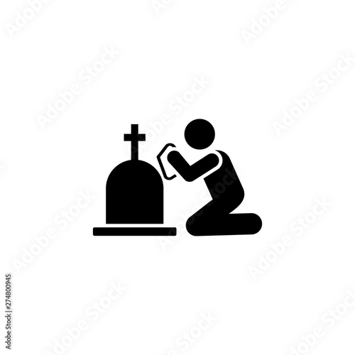Man funeral sorrow burial icon. Element of pictogram death illustration