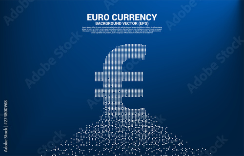Vector money euro currency icon from pixel transform. Concept for digital financial network connection.