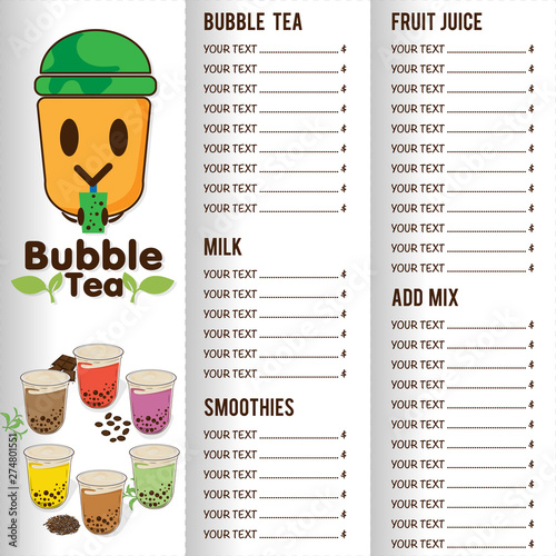 bubble tea menu graphic template