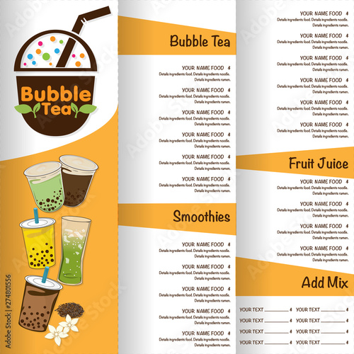 bubble tea menu graphic template