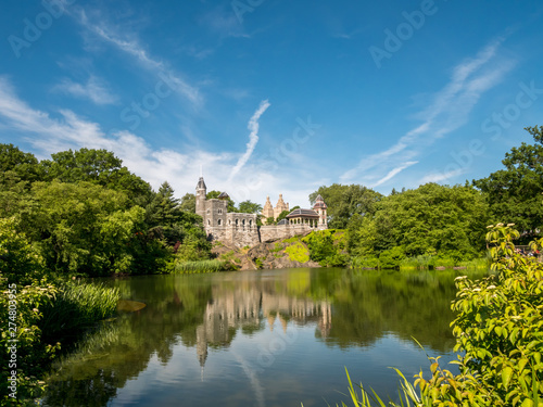 Wide Angle View of the Belvedere Castle and Pond in Central Park photo