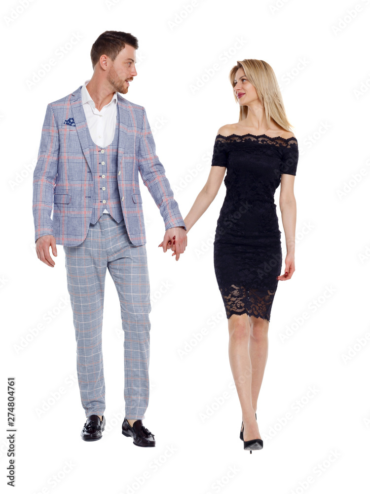 Front view of two walking business people. Front view of two walking business people.