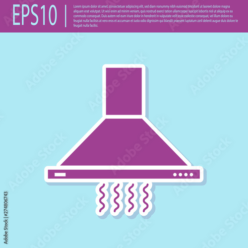 Retro purple Kitchen extractor fan icon isolated on turquoise background. Cooker hood. Kitchen exhaust. Household appliance. Flat design. Vector Illustration