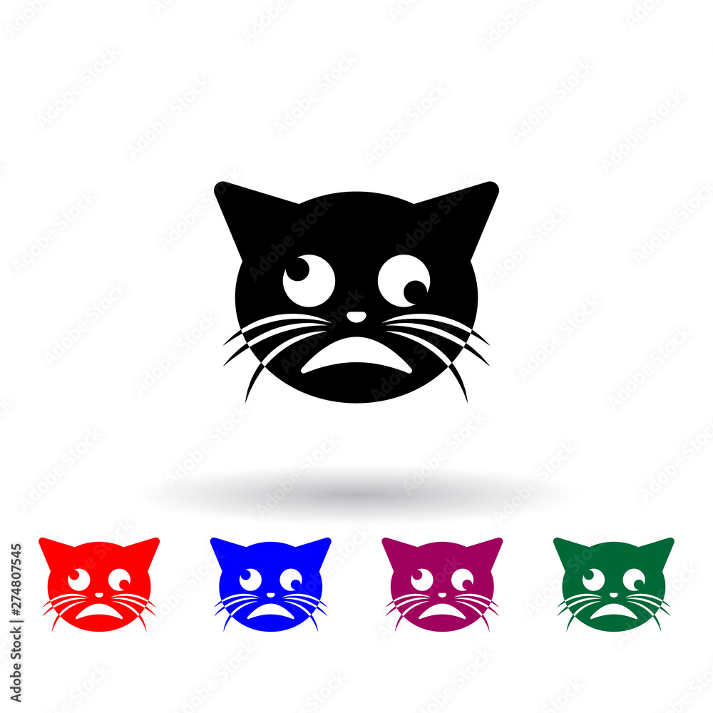 without moods sick cat multi color icon. Elements of cat smile set. Simple icon for websites, web design, mobile app, info graphics