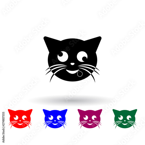 Fototapeta Naklejka Na Ścianę i Meble -  young sick cat multi color icon. Elements of cat smile set. Simple icon for websites, web design, mobile app, info graphics