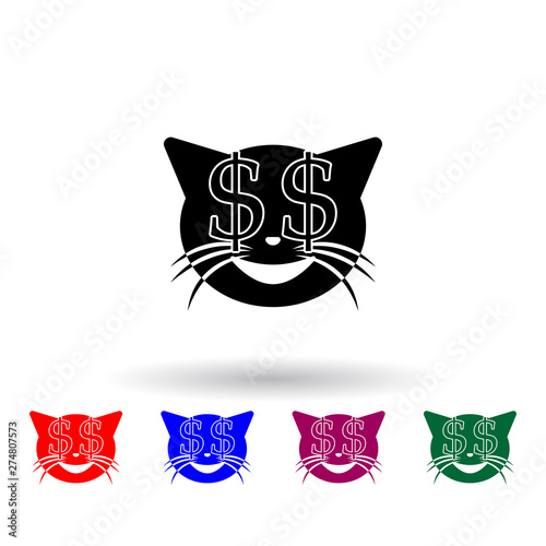 lover of money cat multi color icon. Elements of cat smile set. Simple icon for websites, web design, mobile app, info graphics