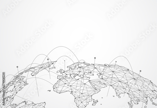 Global network connection. World map point and line composition concept of global business. Vector Illustration