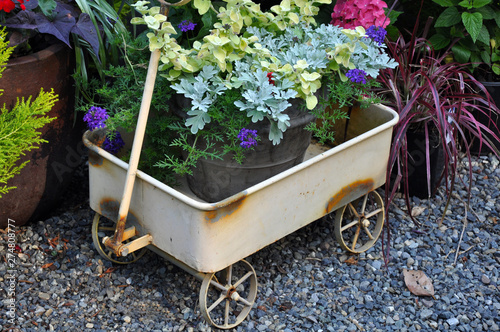 Cute wagon flower planter